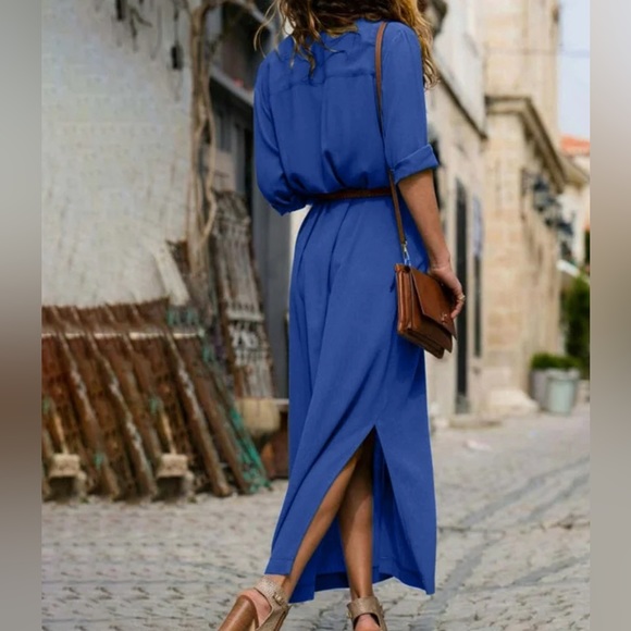 🌻NWT Forever 21 Belted Denim (Chambray) Maxi Dress - Picture 2 of 10